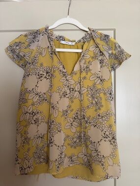 Mini Floral V-Neck Tunic Dress - Yellow